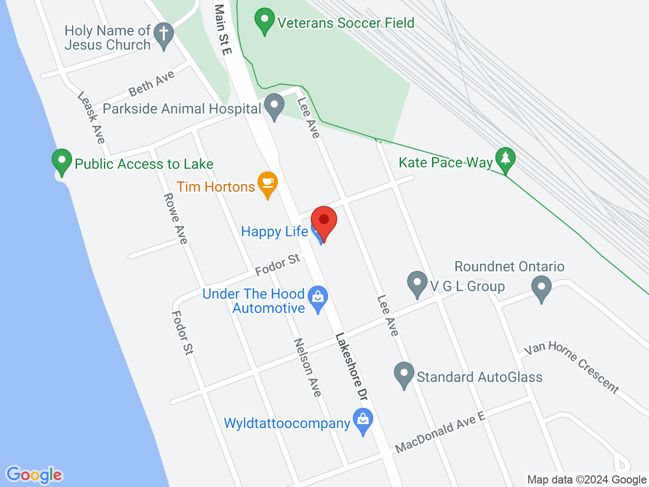 Street map for Happy Life, 42 Lakeshore Dr, North Bay ON