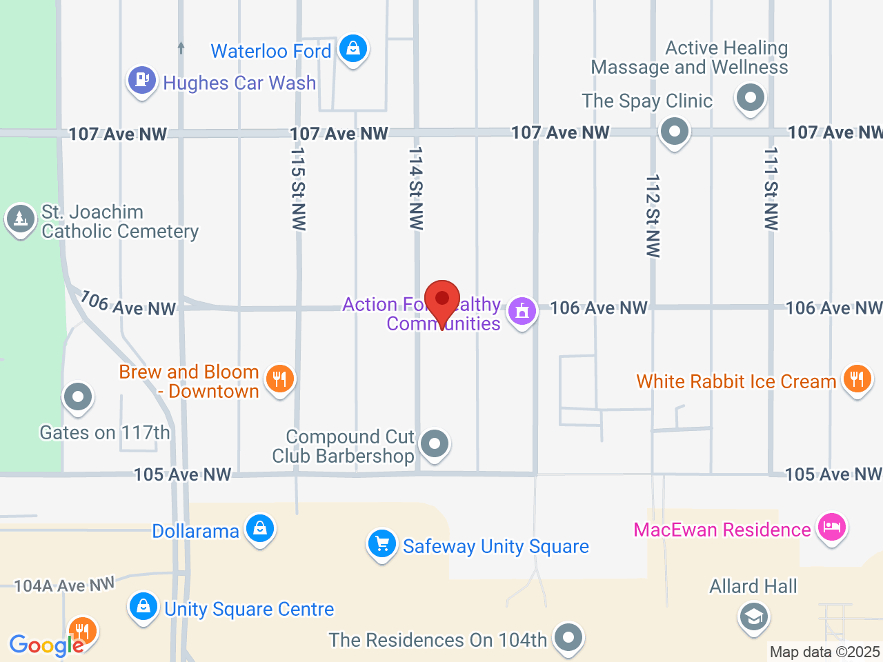 Street map for Strainbows, 10573 114 St. NW, Edmonton AB