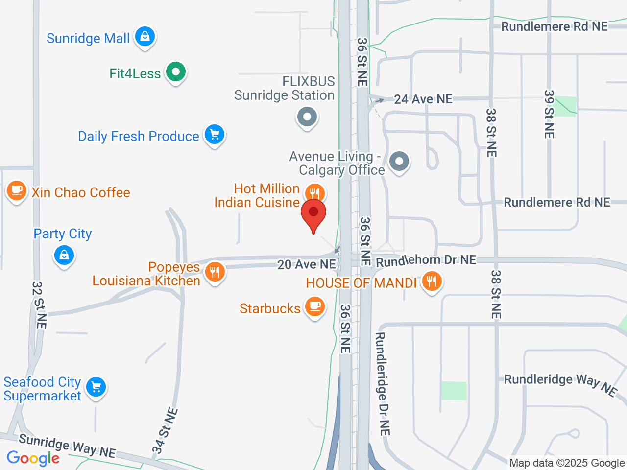 Street map for Value Buds Sunridge, 2111 36 St. NE, Calgary AB