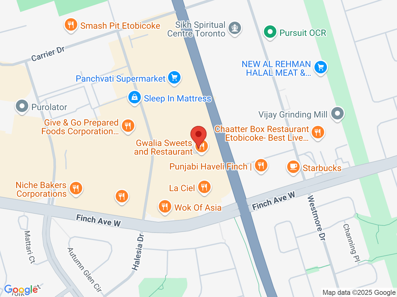 Street map for Purple Pineapple Cannabis Co, 25 Woodbine Downs Blvd, Etobicoke ON