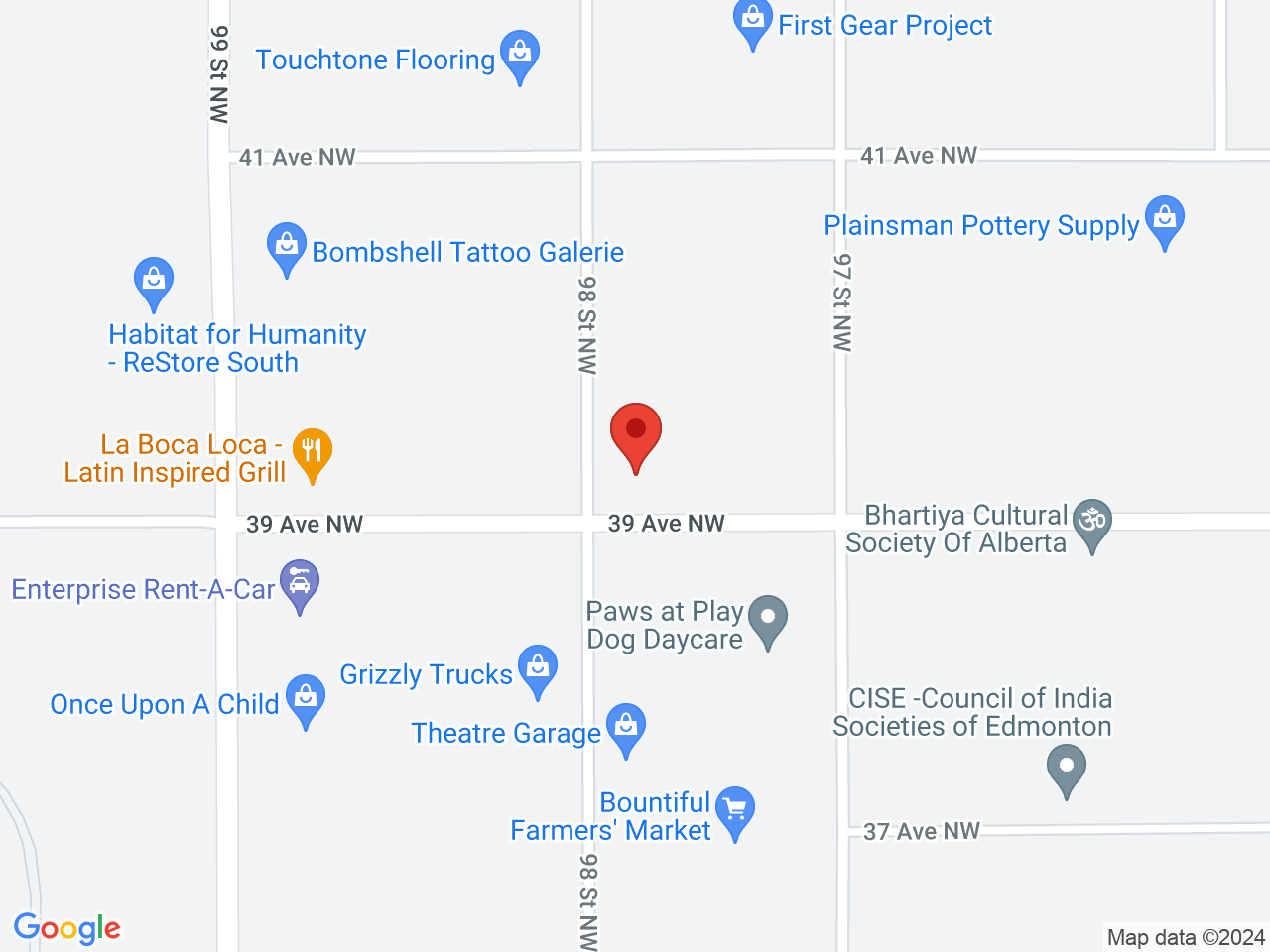 Street map for The Bud King, 116-9704 39 Ave. NW, Edmonton AB