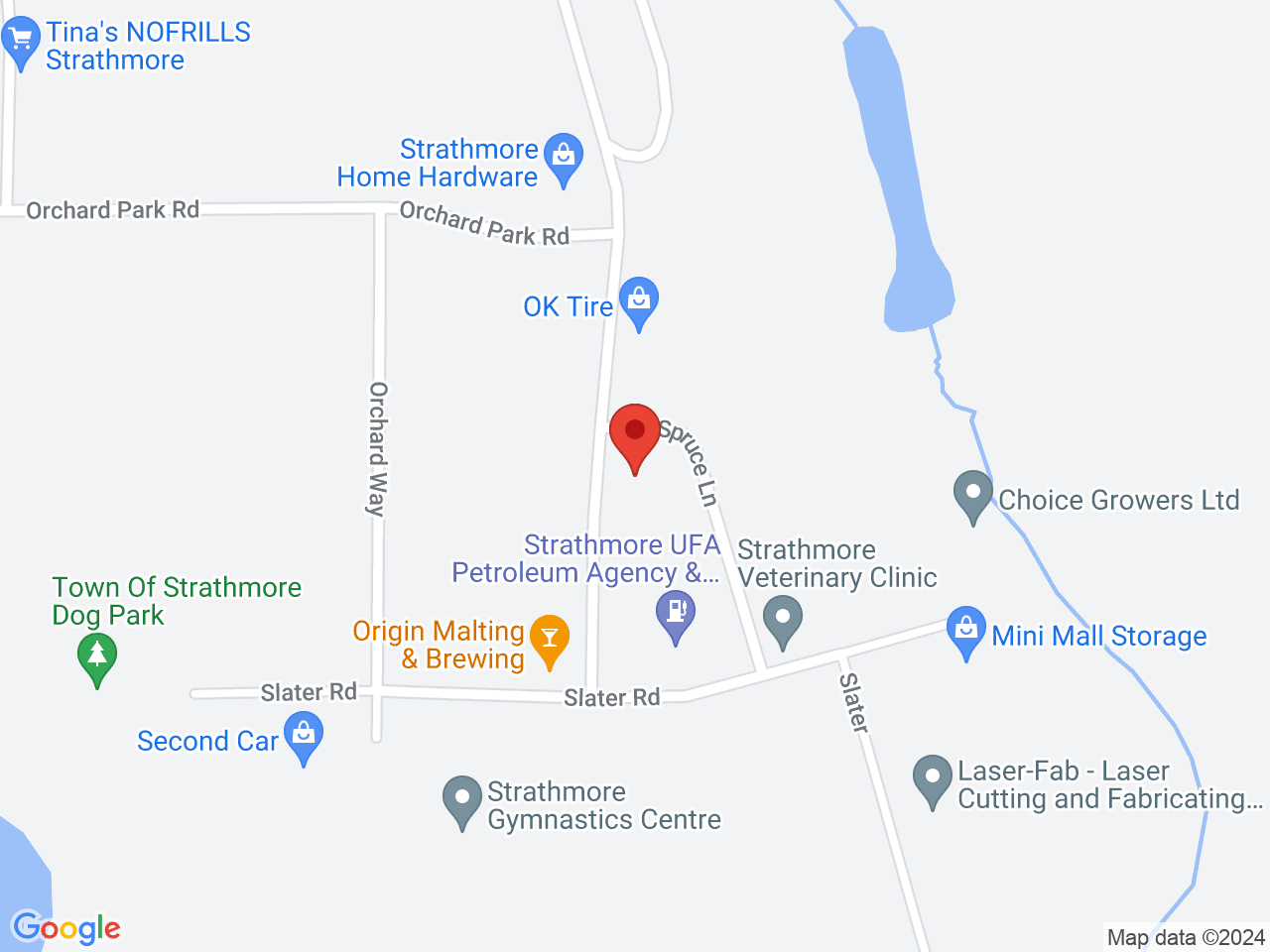 Street map for The Garden Cannabis Company, 35C Spruce Park Dr., Strathmore AB