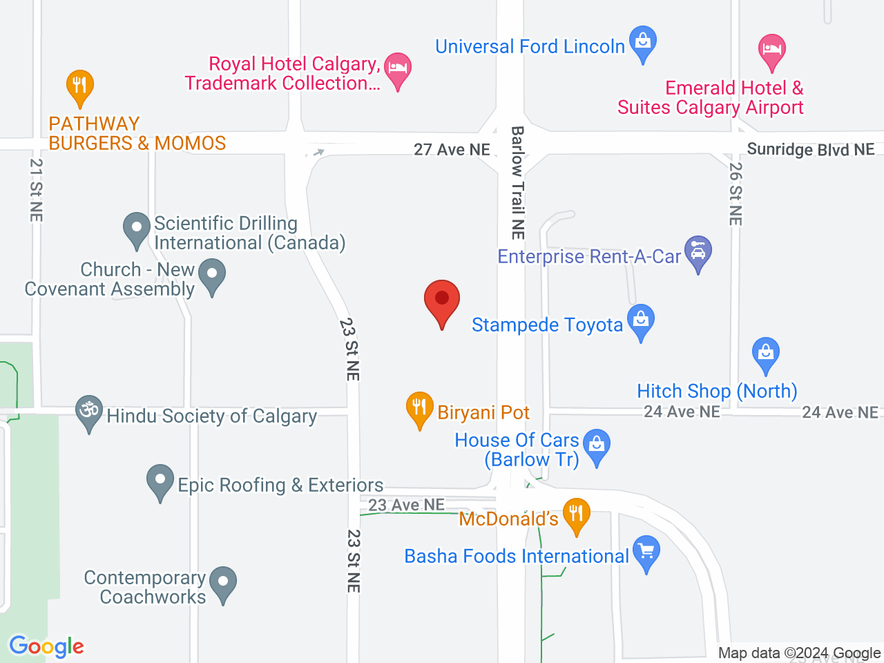 Street map for The Peak Cannabis Co., 18-2520 23 St. NE, Calgary AB