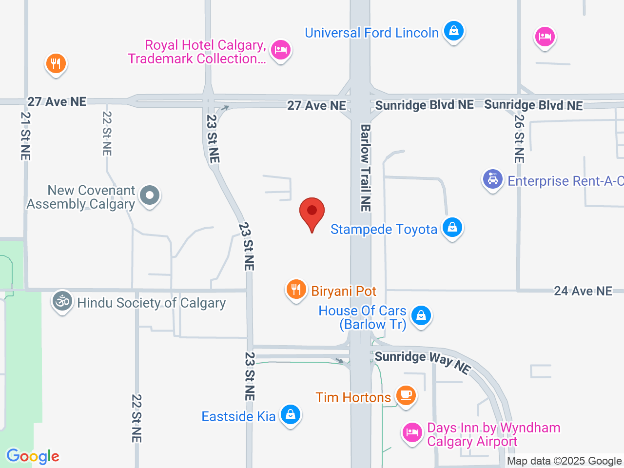 Street map for The Peak Cannabis Co., 18-2520 23 St. NE, Calgary AB