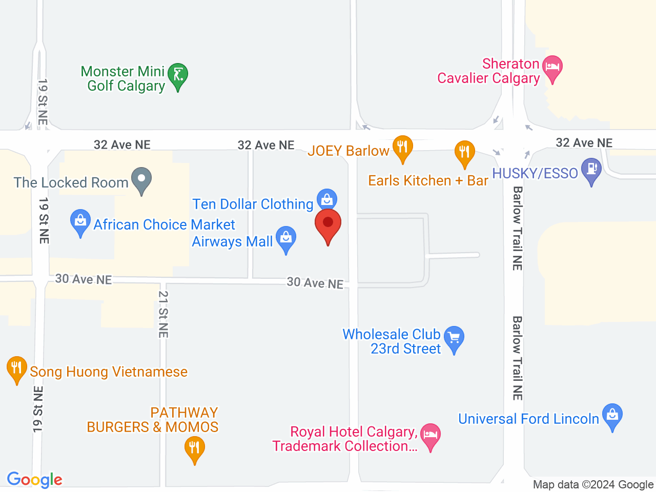 Street map for Tumblweedz, 2323 32 Ave NE #116, Calgary AB