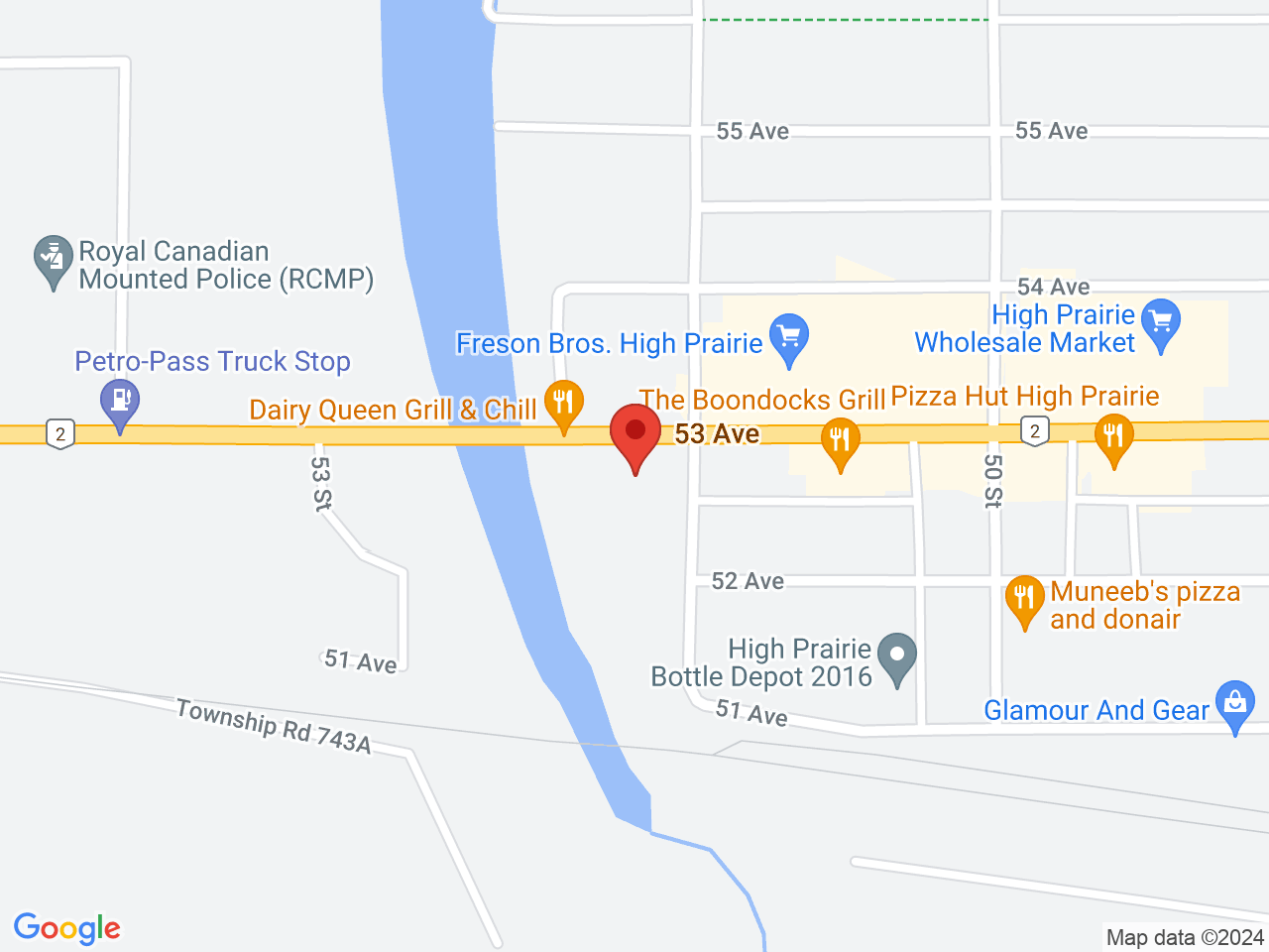 Street map for Urban Leaf Inc, 5113 53 Ave., High Prairie AB