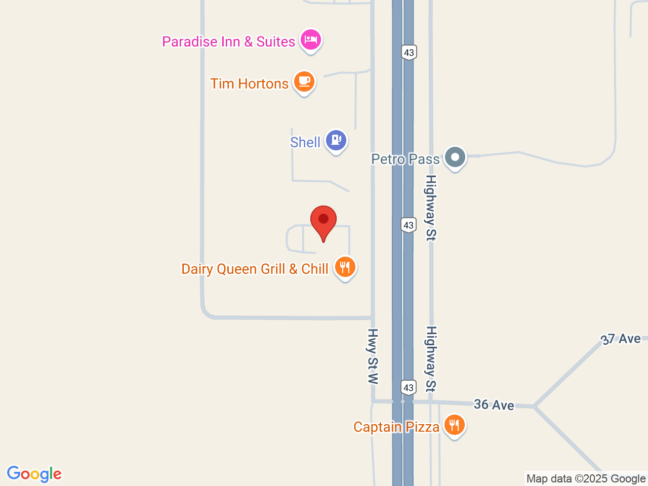 Street map for URBN Leaf Cannabis Company, 1C-3808 Highway St., Valleyview AB