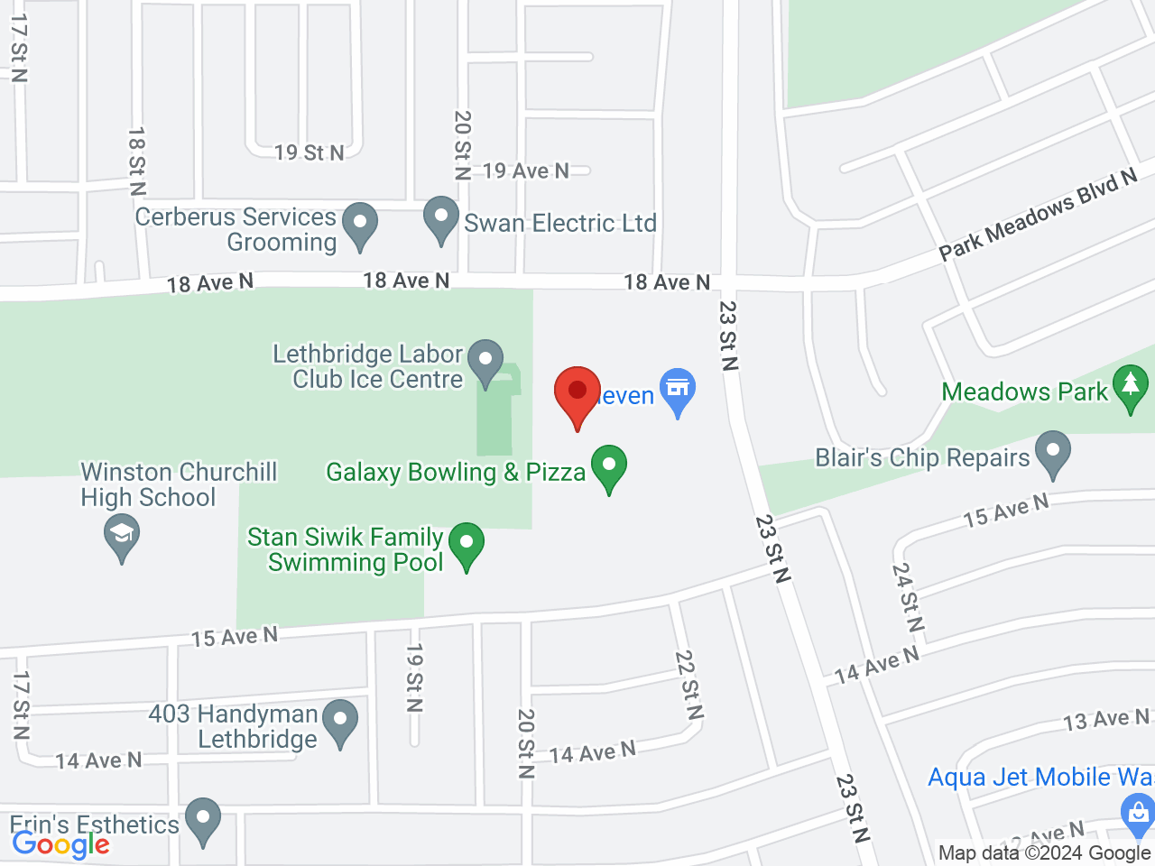 Street map for WestCan Cannabis, 9-1702 23 St. North, Lethbridge AB
