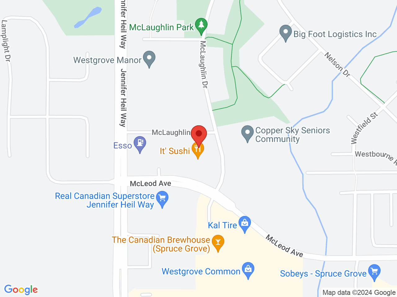 Street map for YSS Cannabis Spruce Grove, 112-7 Mcleod Ave., Spruce Grove AB