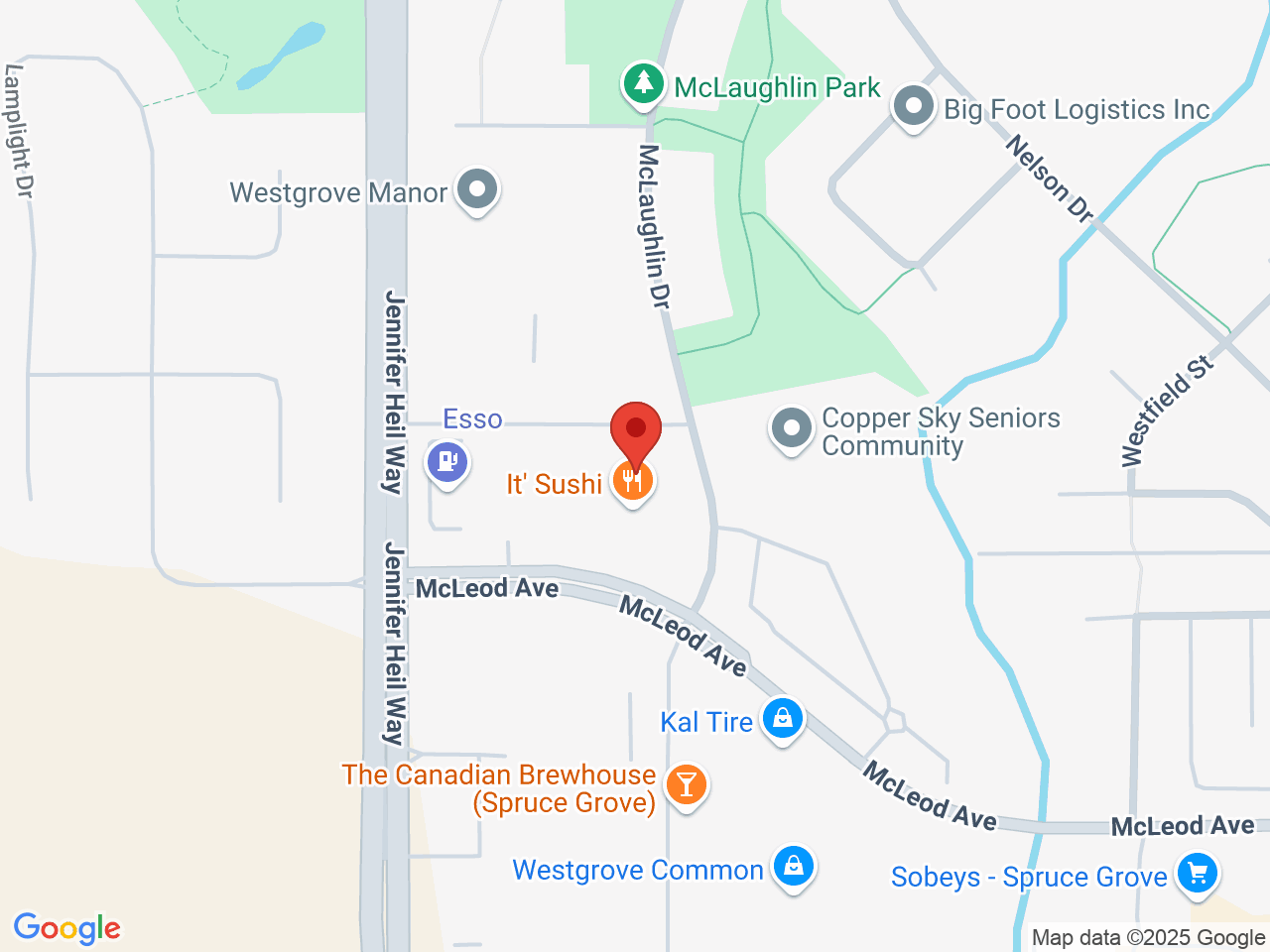 Street map for YSS Cannabis Spruce Grove, 112-7 Mcleod Ave., Spruce Grove AB