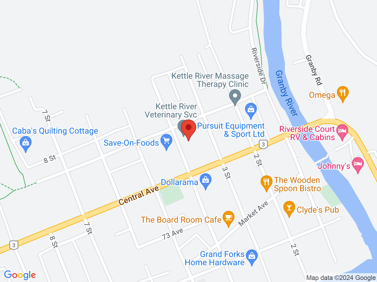 Street map for Baggy's Cannabis Store, 4-7480 4th St, Grand Forks BC