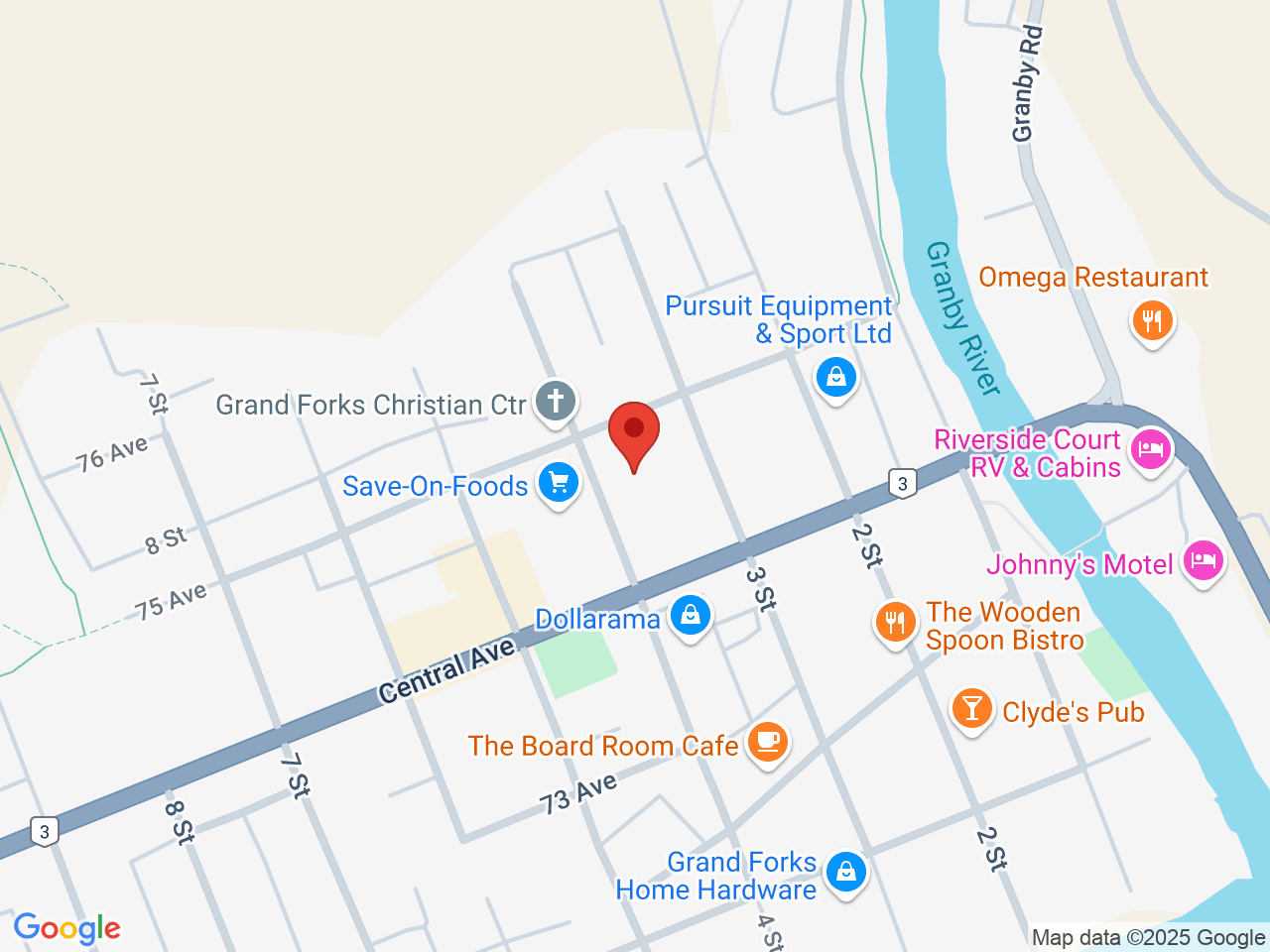 Street map for Baggy's Cannabis Store, 4-7480 4th St, Grand Forks BC