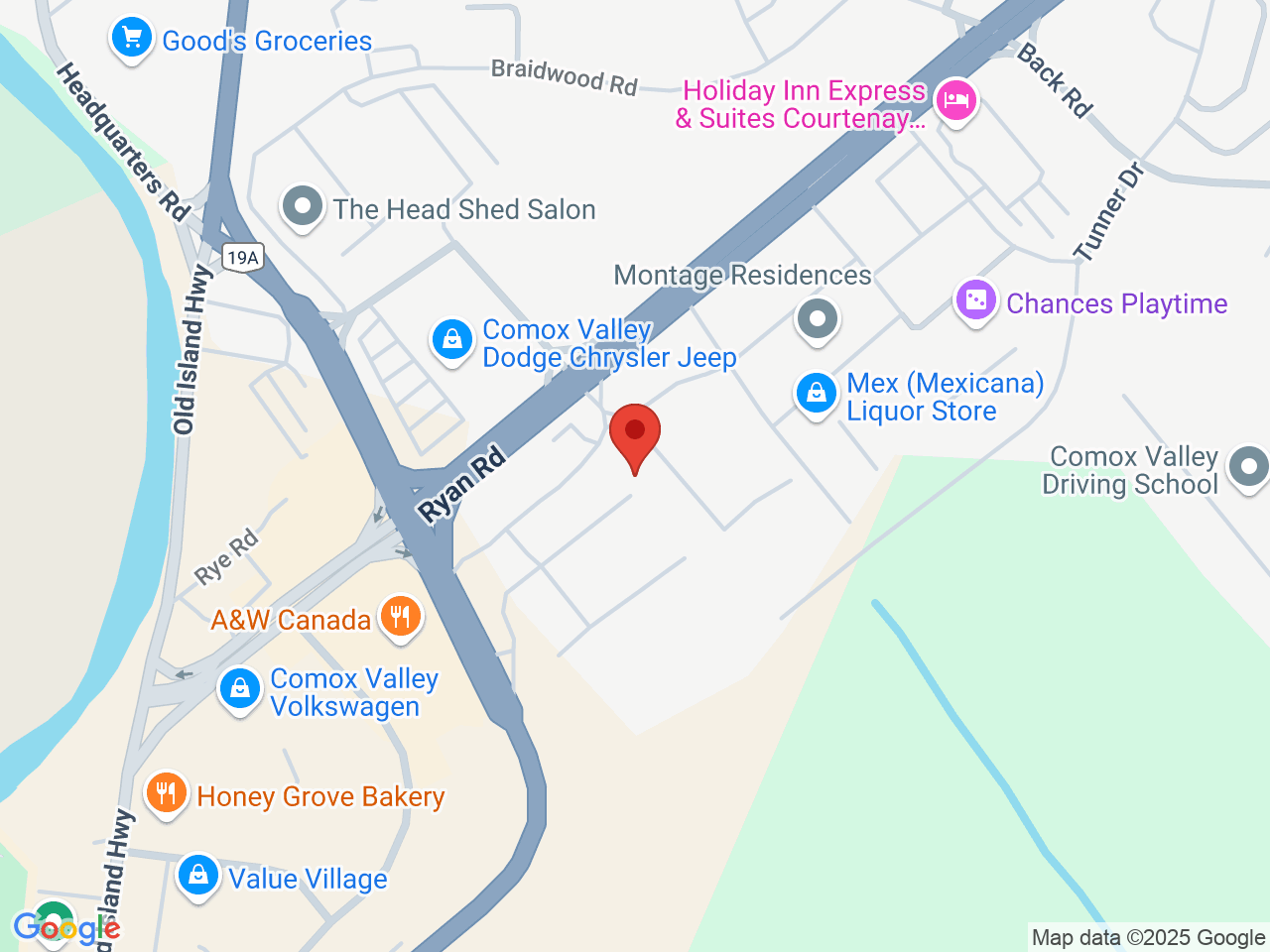 Street map for BC Cannabis Store Washington Park, 2A - 795 Ryan Rd., Courtenay BC