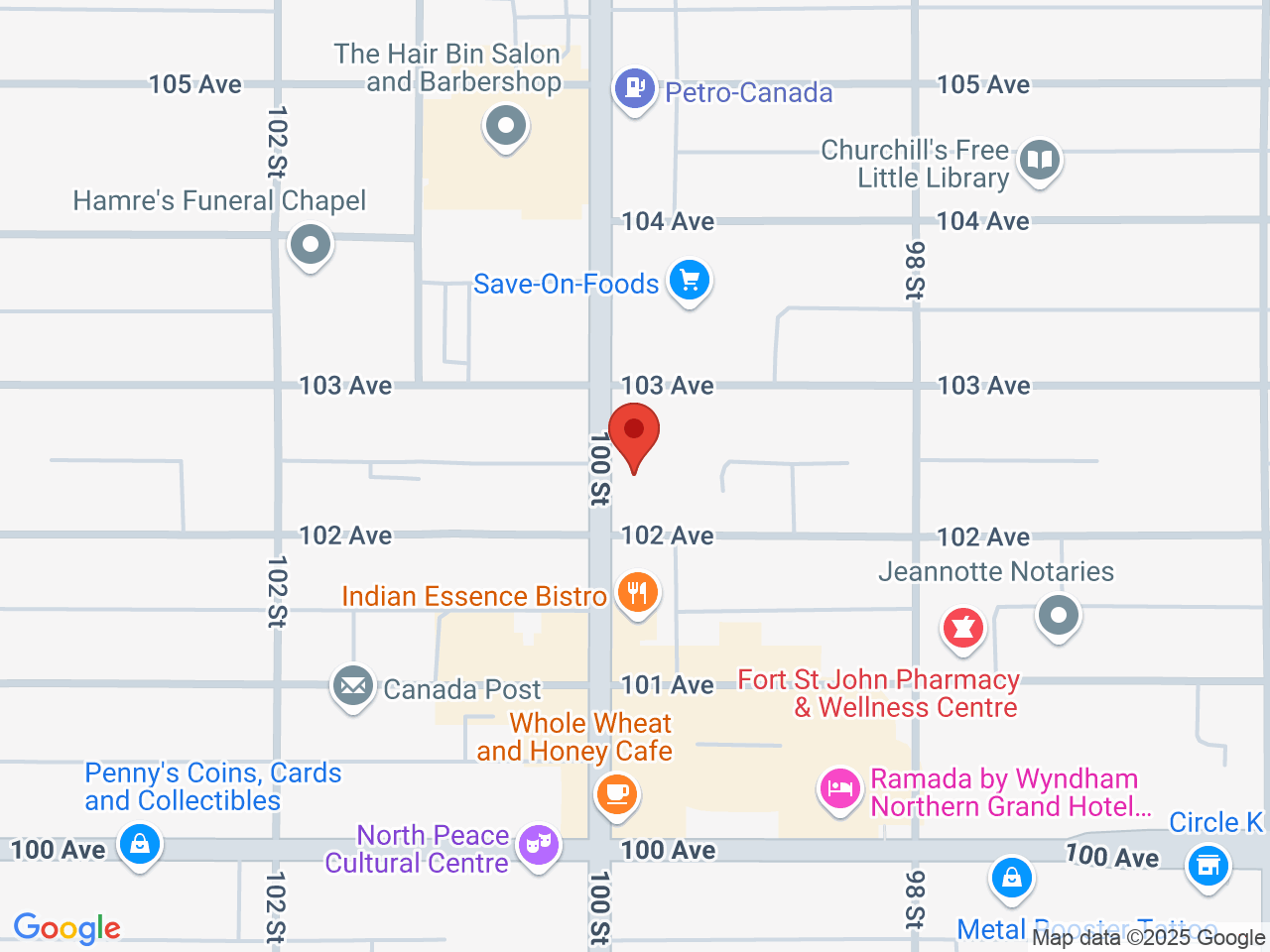 Street map for BC Cannabis Store Northgate, 10211 100 St, Fort St John BC