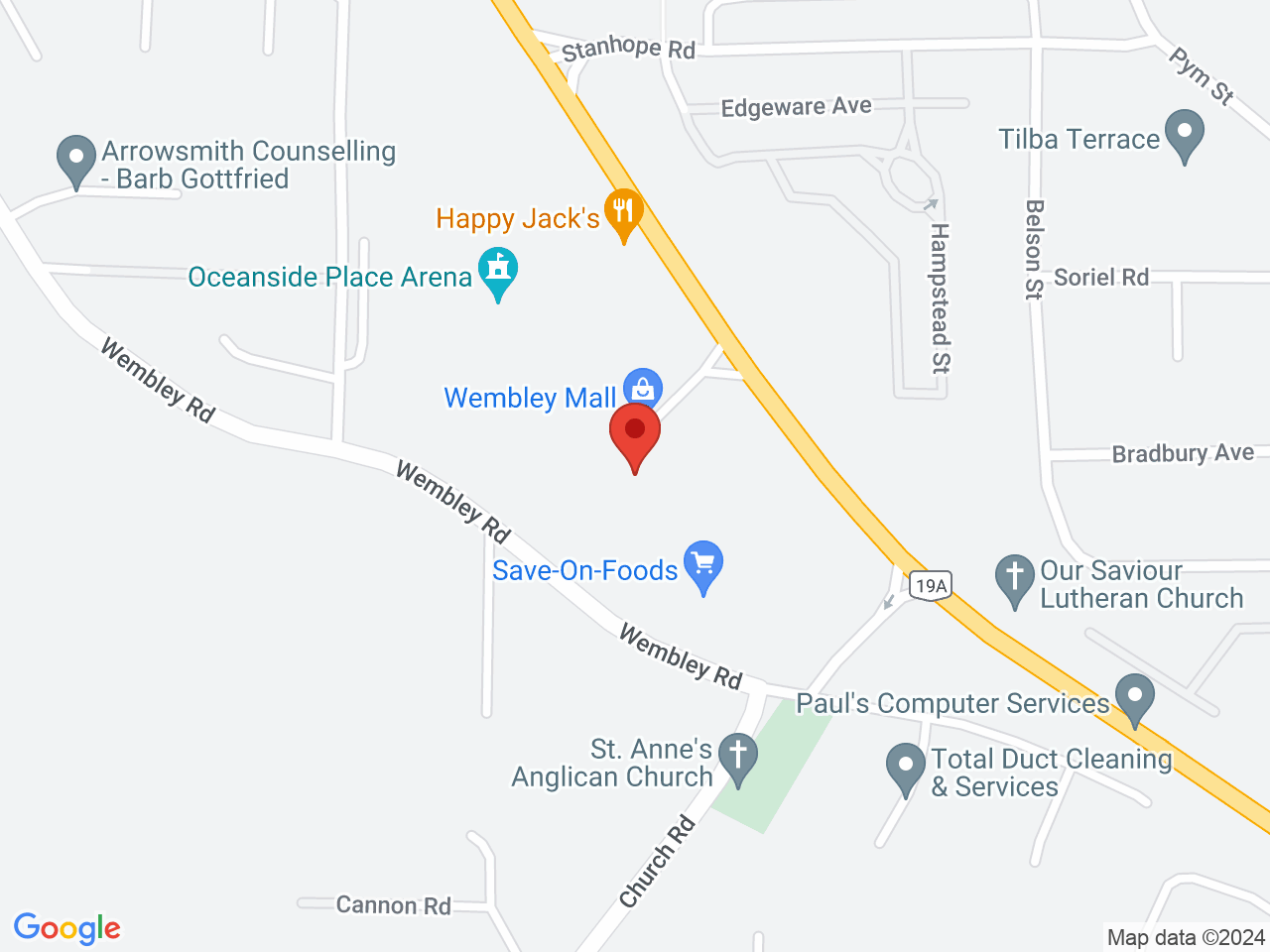 Street map for BC Cannabis Store Wembley, 826 Island Hwy W, Parksville BC