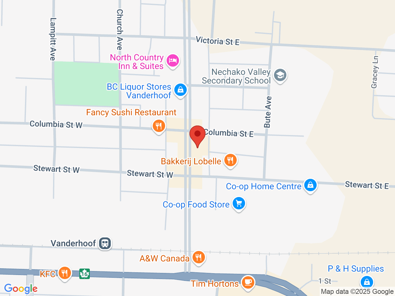 Street map for BC Cannabis Store Vanderhoof, 2444 Burrard Ave, Vanderhoof BC