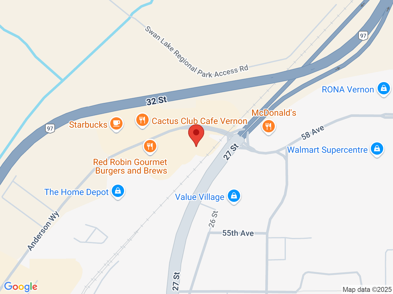 Street map for Blended Buds Cannabis, 114-5601 Anderson Way, Vernon BC