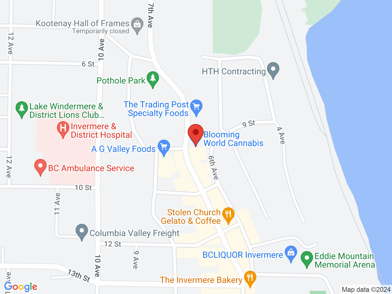 Street map for Blooming World Cannabis, 103-905 7th Ave., Invermere BC
