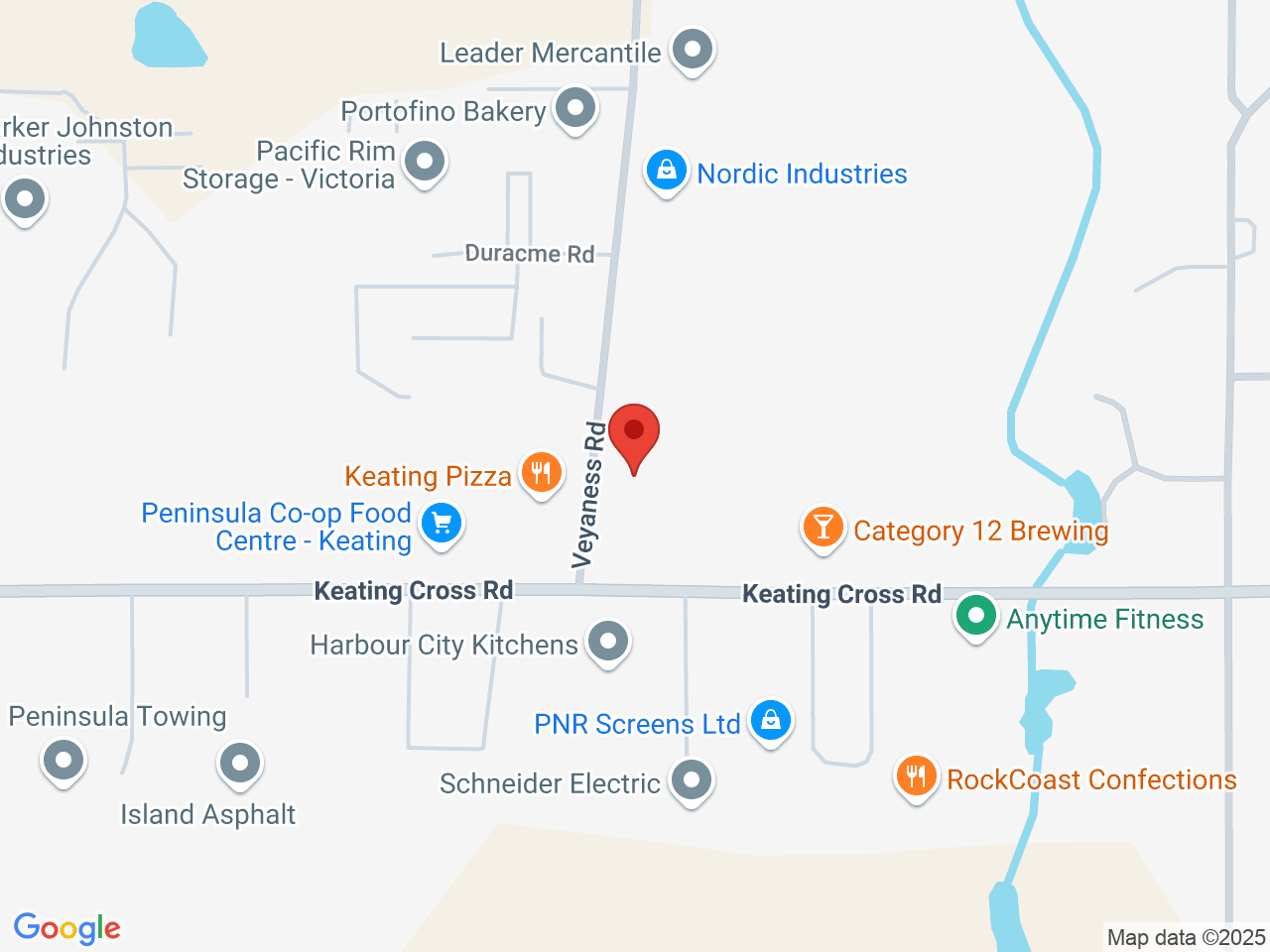 Street map for Buds Cannabis, 100-6765 Veyaness Rd., Saanichton BC