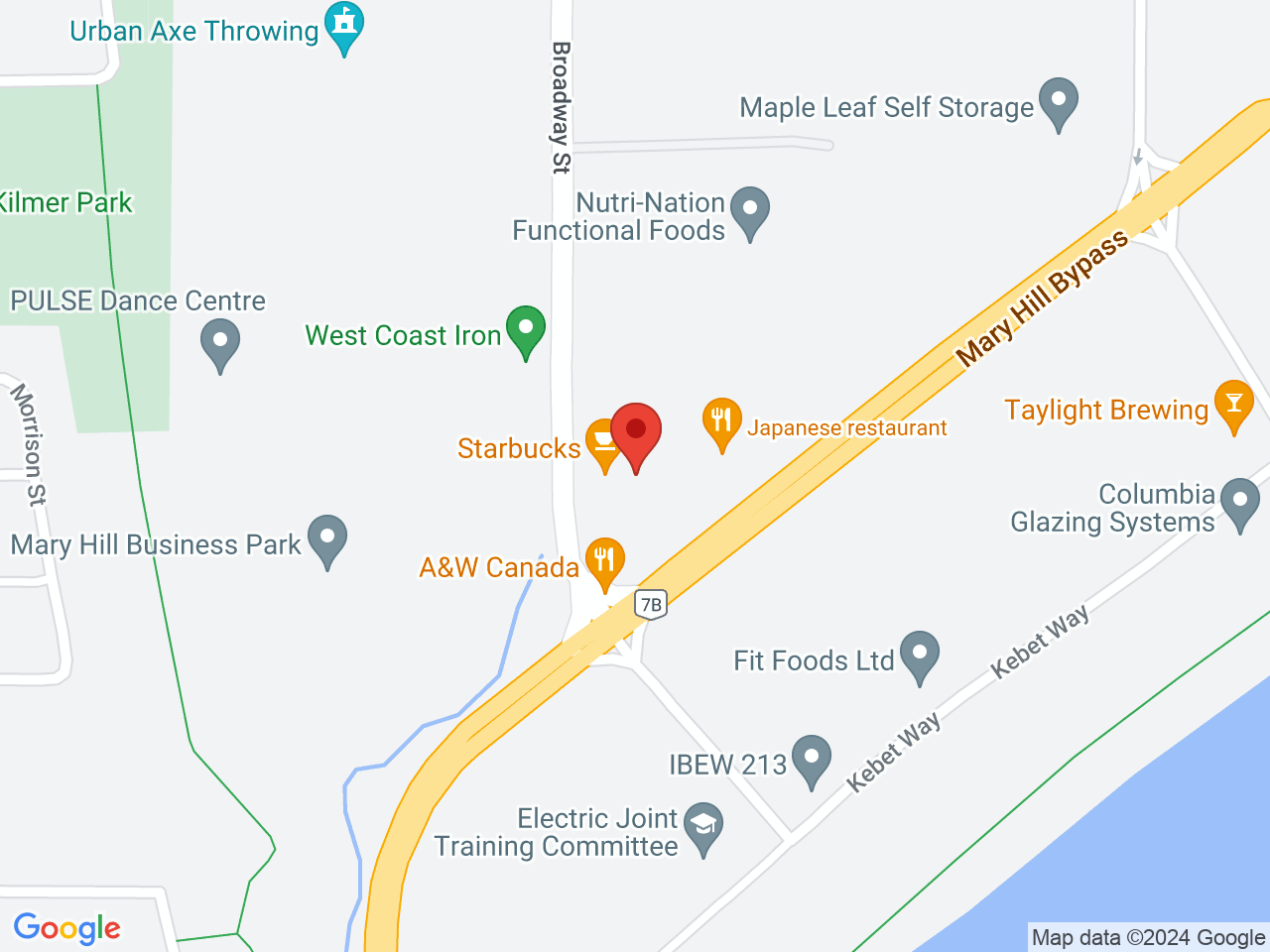 Street map for Burb Cannabis, 1502 Broadway St., Unit 3120, Port Coquitlam BC