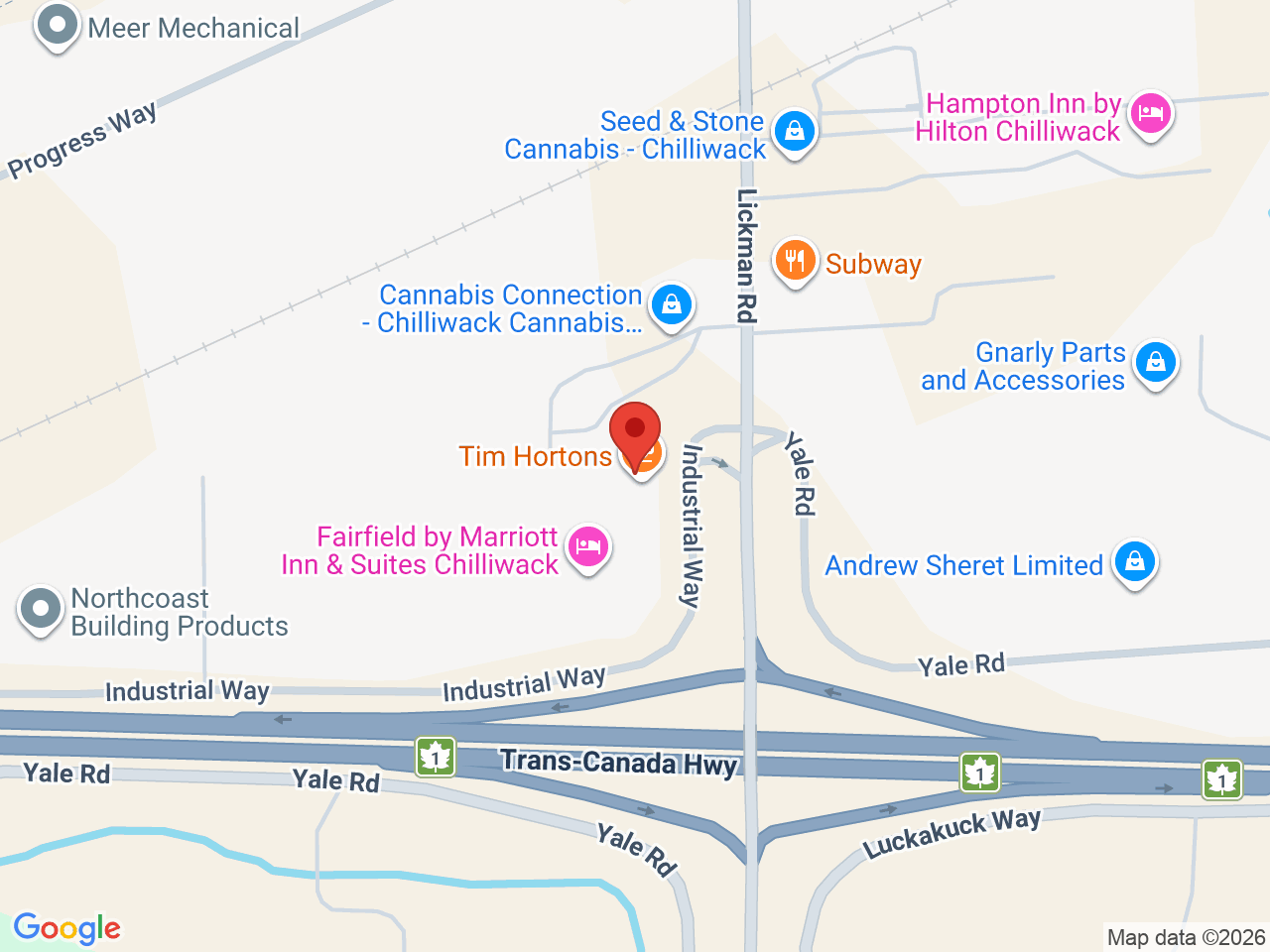 Street map for Cannabis Connection, 43971 Industrial Way, Chilliwack BC