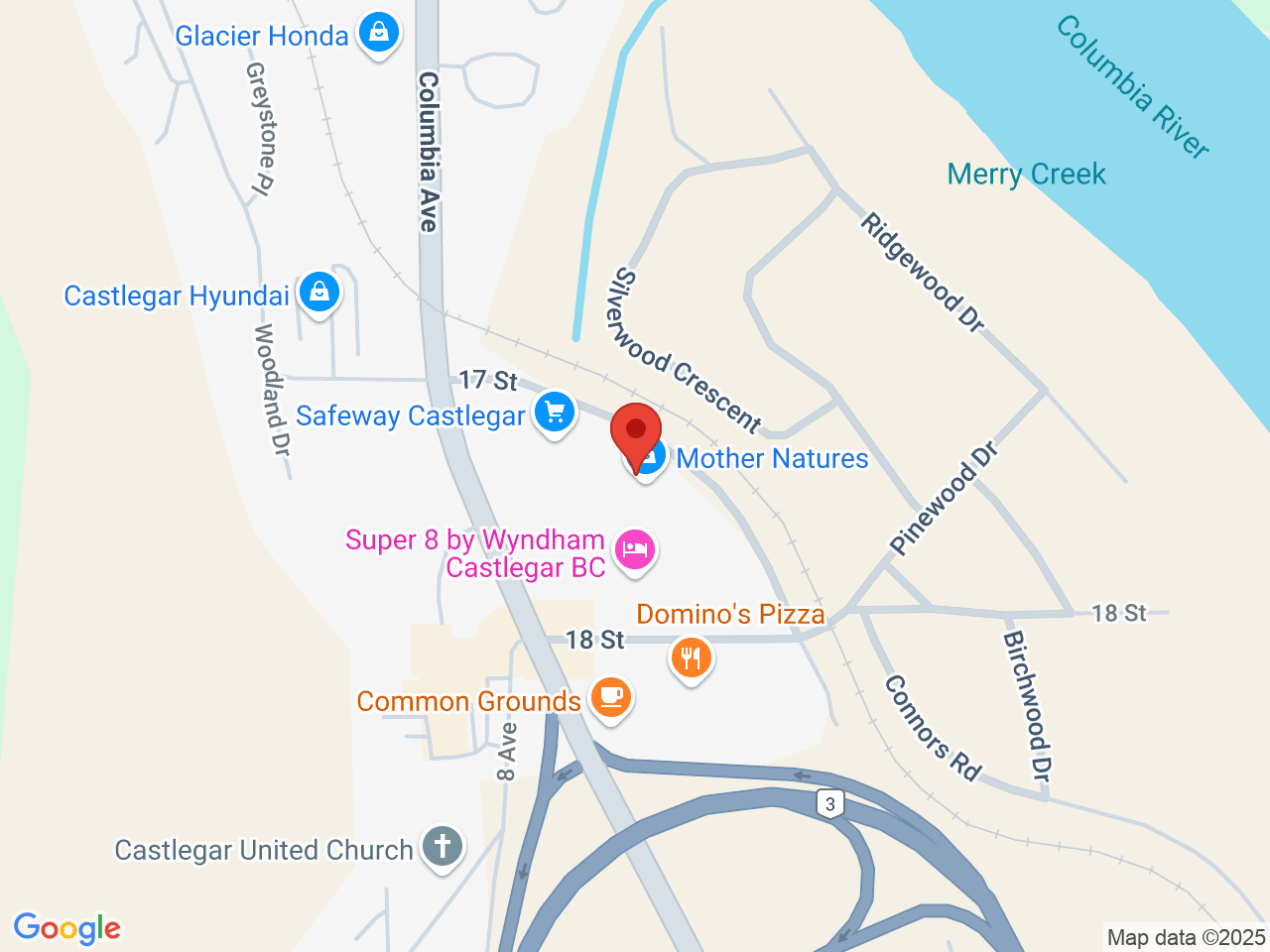 Street map for Cannabis Corner, 630 17th St., Unit 120, Castlegar BC