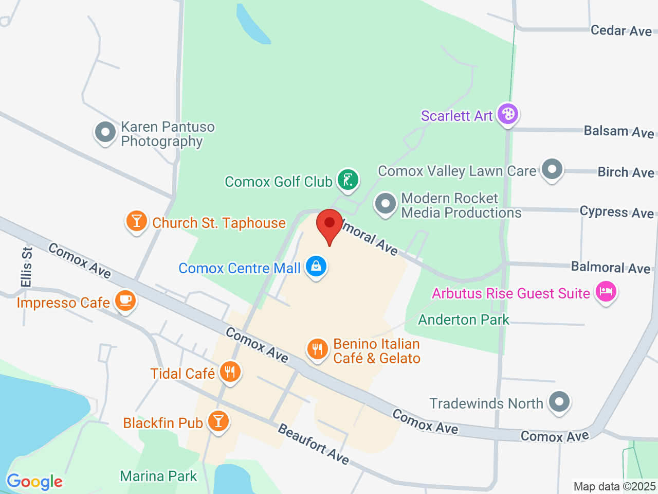 Street map for City Cannabis Co, 16A-215 Port Augusta St, Comox BC