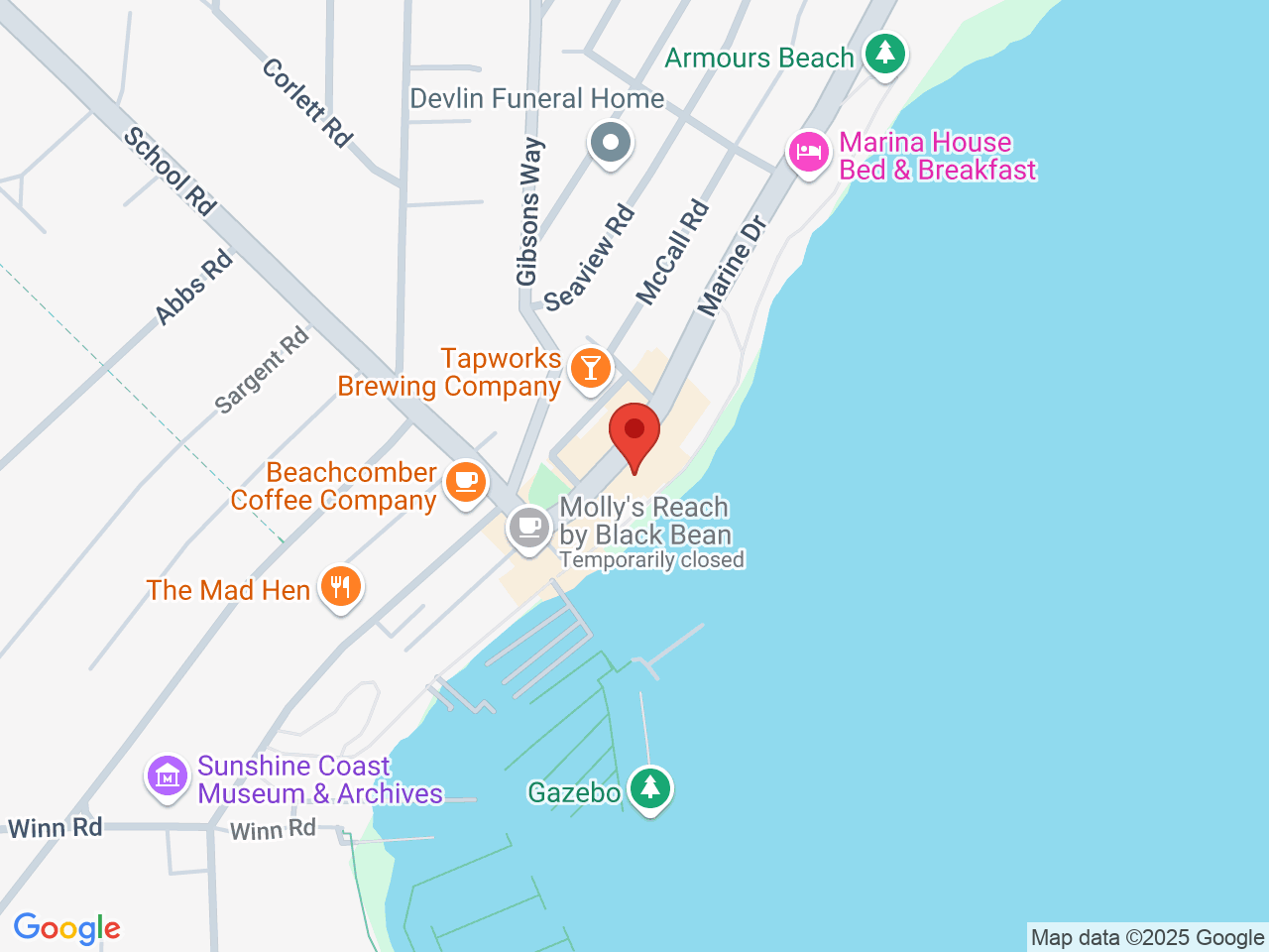 Street map for Coastal Bay Cannabis, 203-442 Marine Dr, Gibsons BC