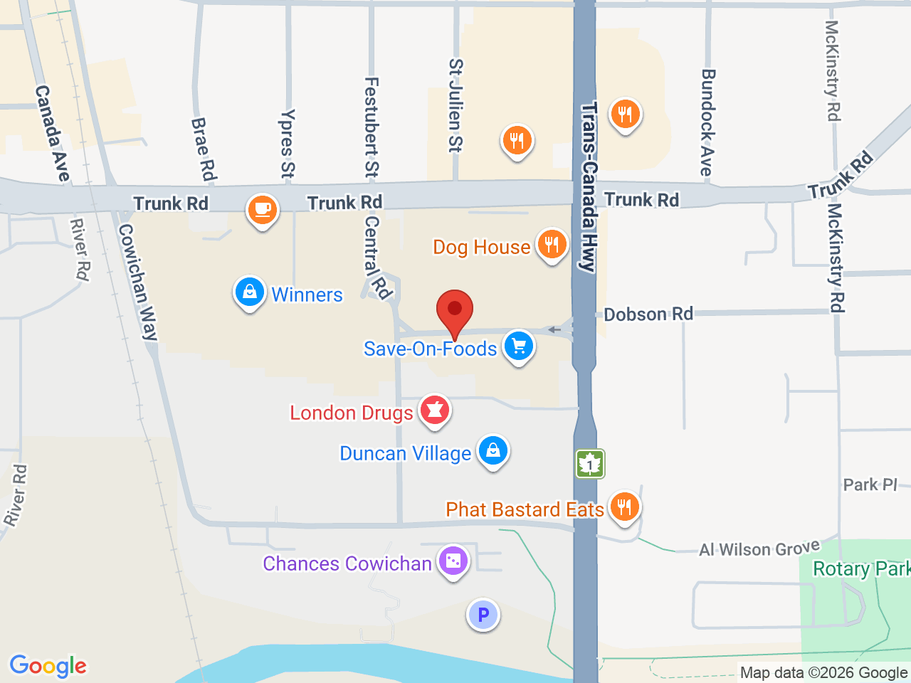 Street map for Costa Canna Duncan Village, 1A - 180 Central Rd, Duncan BC