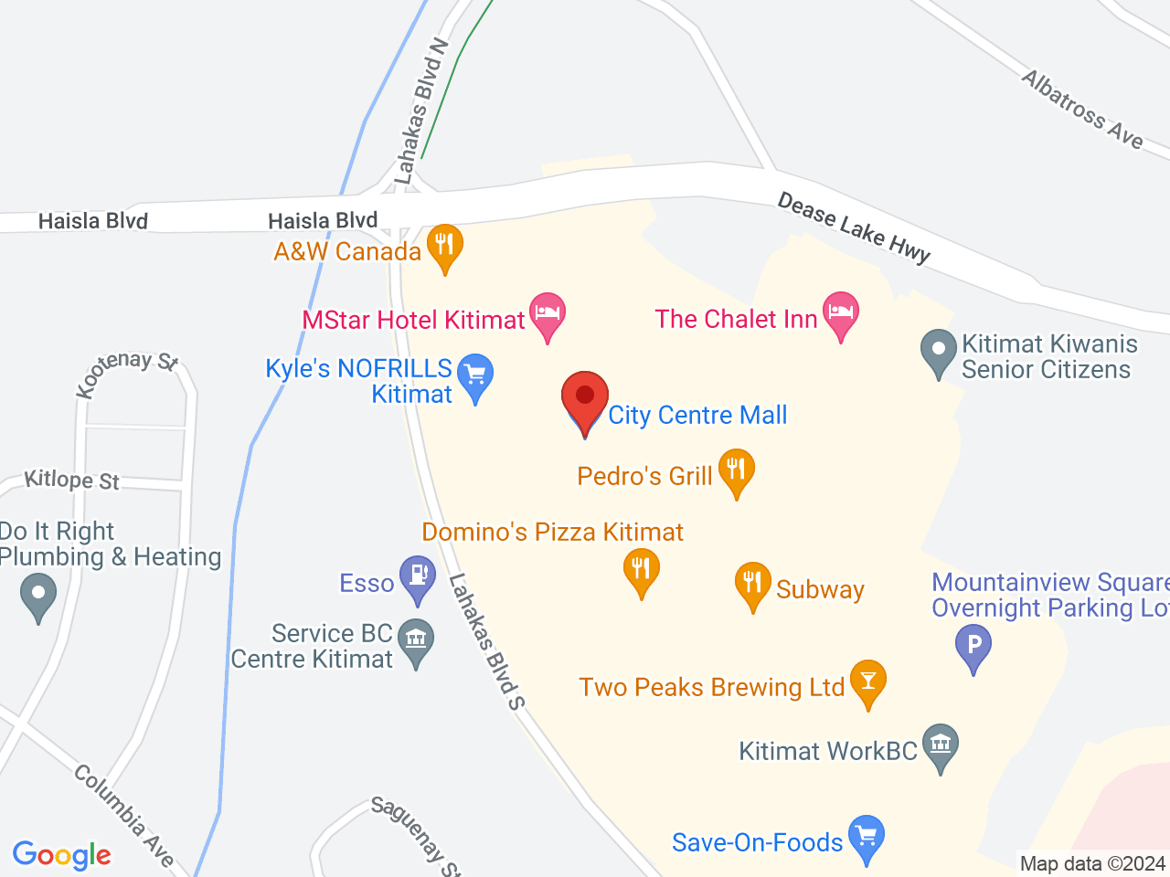 Street map for Deviant Fibres, 213 City Centre Mall, Kitimat BC