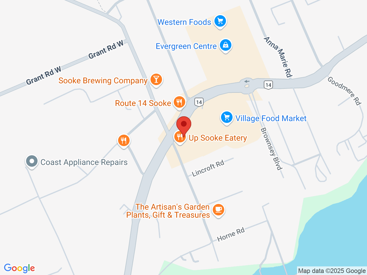 Street map for Earth to Sky Cannabis, 6691 Sooke Rd, Sooke BC