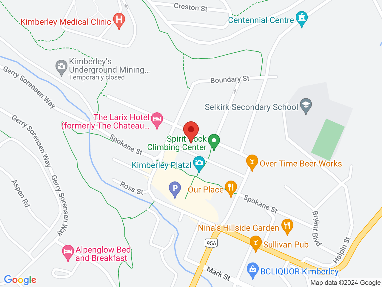 Street map for Earth's Own Naturals Ltd. Kimberley, 148 Howard St., Kimberley BC