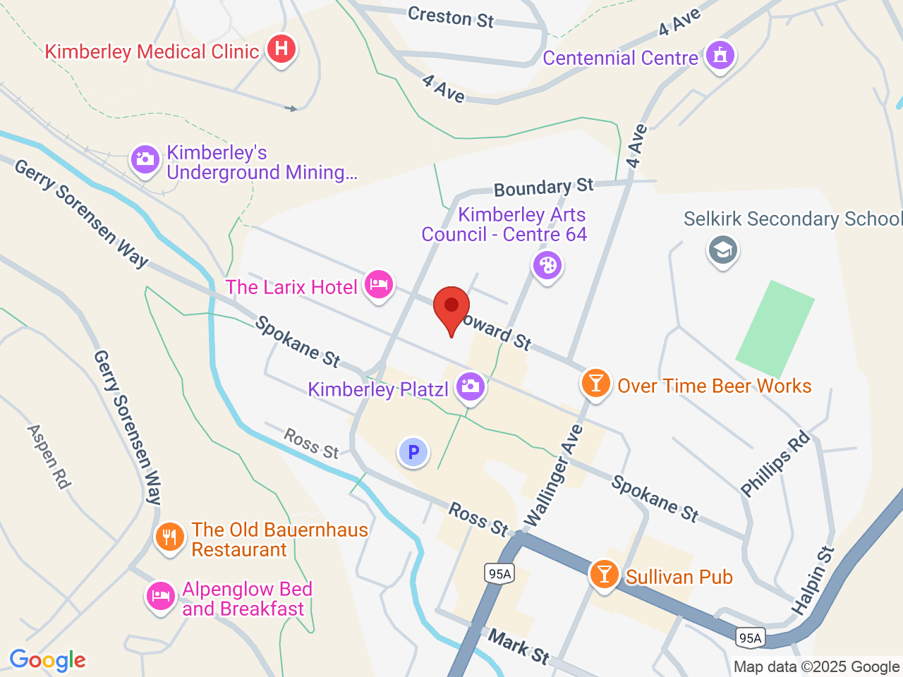 Street map for Earth's Own Naturals Ltd. Kimberley, 148 Howard St., Kimberley BC