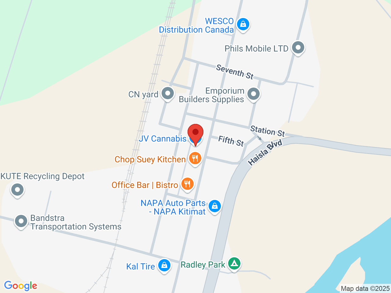 Street map for Joint Venture Cannabis, 432 Enterprise Ave, Kitimat BC