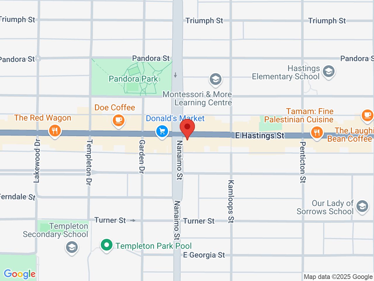 Street map for Eggs Canna Hastings, 2406 East Hastings St., Vancouver BC