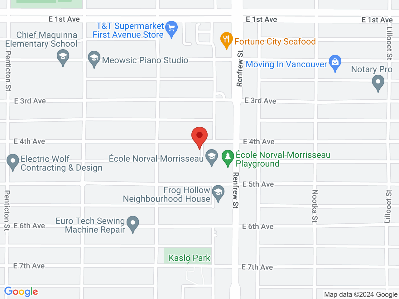 Street map for Evergreen Cannabis, 2868 4th Ave West, Vancouver BC