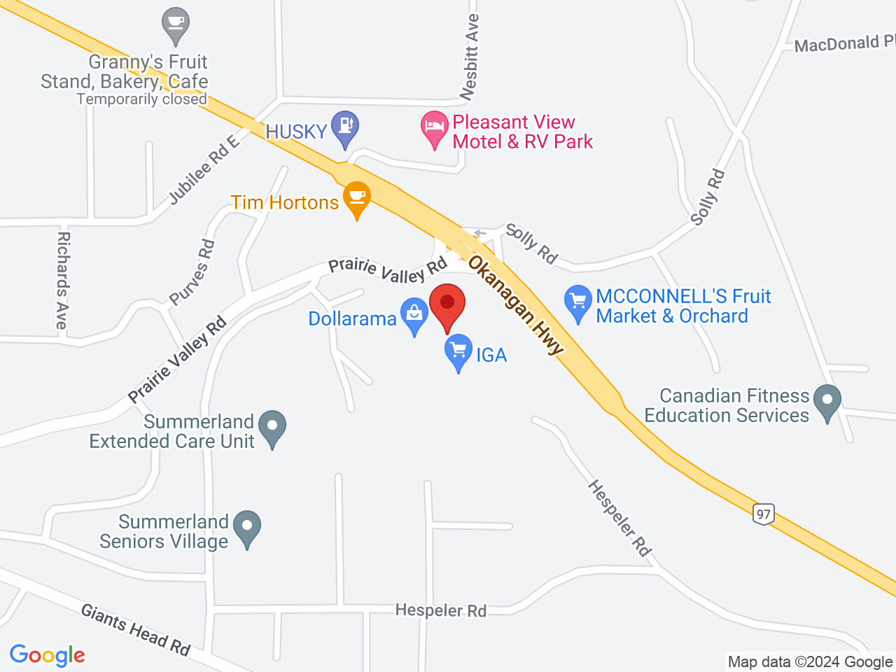 Street map for A Little Bud Summerland, 9-7519 Prairie Valley Rd., Summerland BC