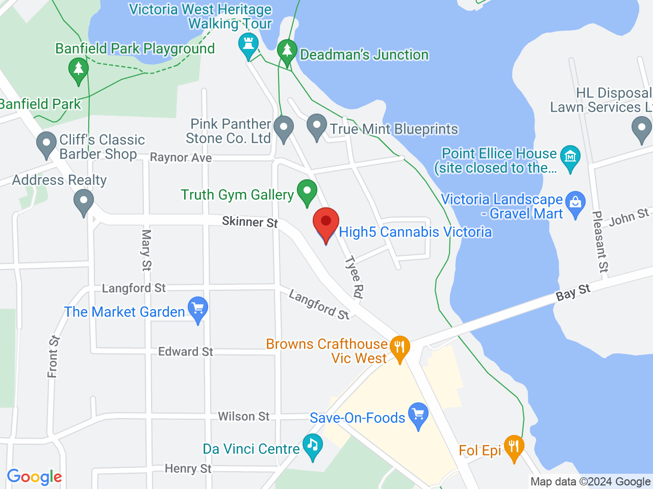 Street map for High5 Cannabis Victoria, 732 Tyee Rd, Victoria BC