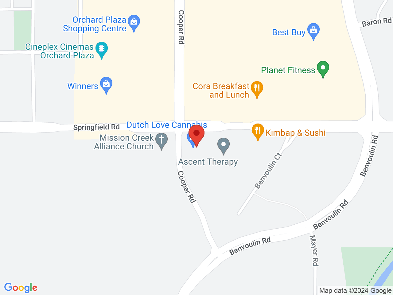 Street map for Dutch Love Springfield, 2121 Springfield Rd., Kelowna BC