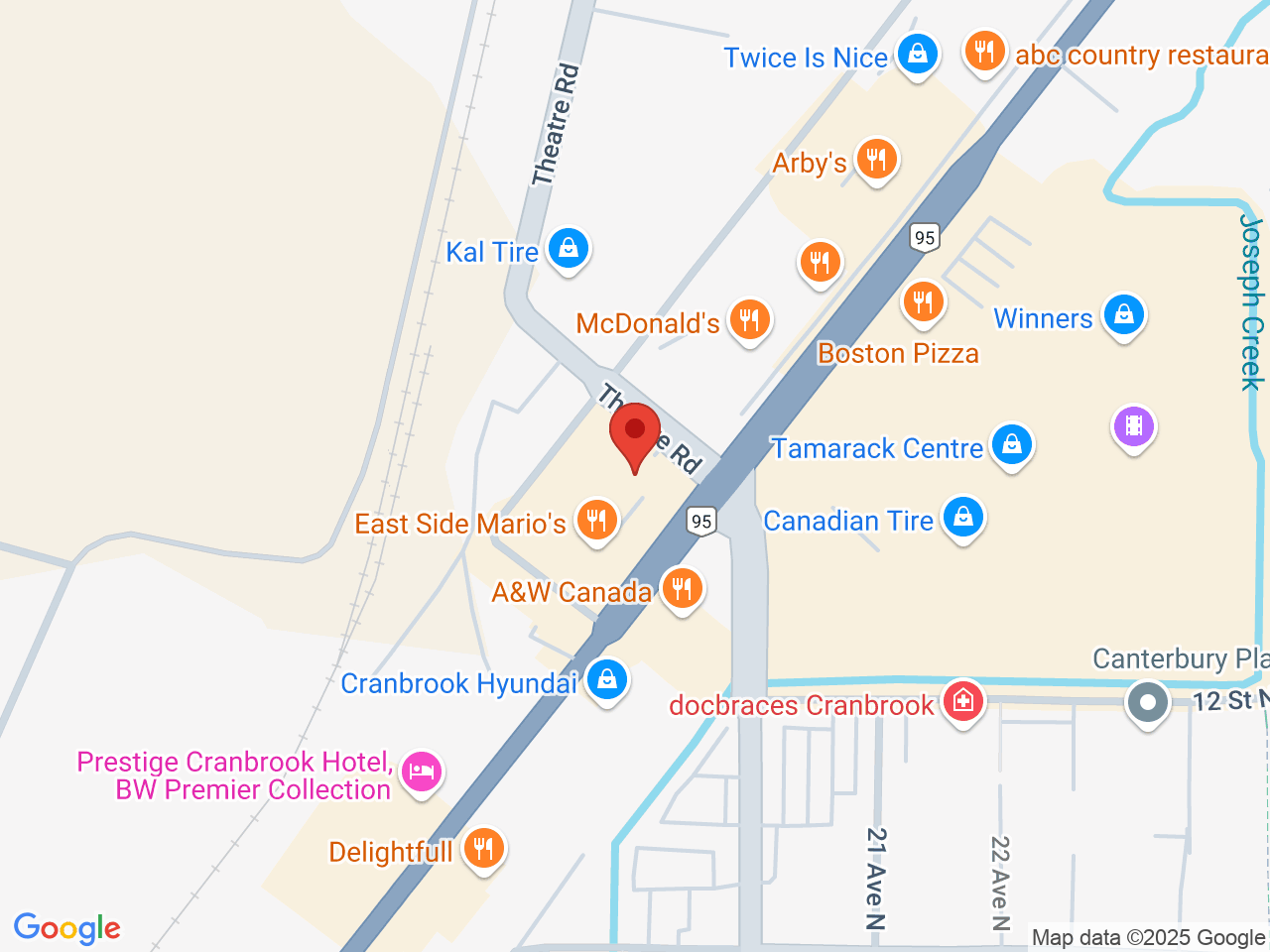 Street map for Canna Cabana, 1225 Cranbrook St. N, Cranbrook BC