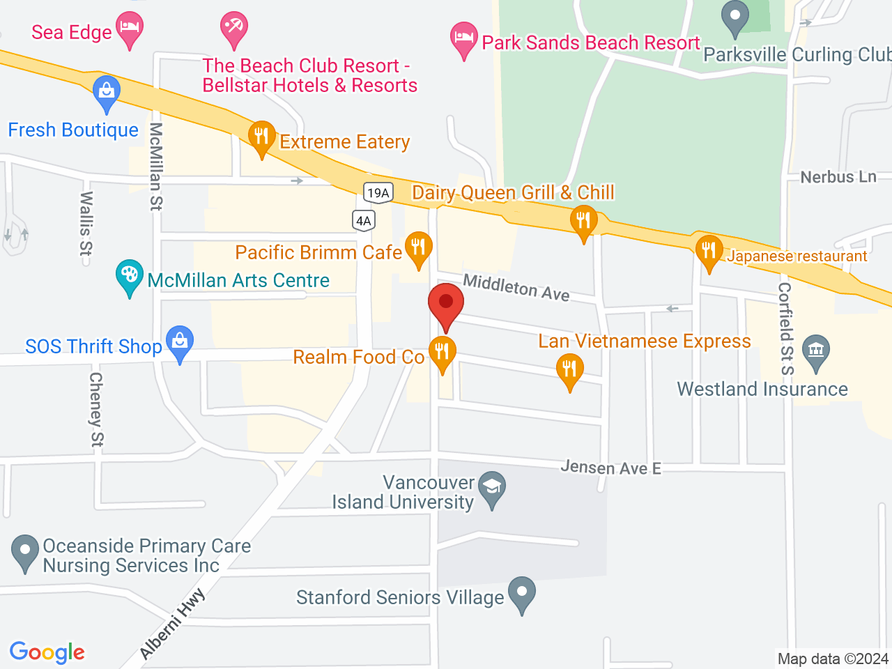 Street map for Kaya Connection, 102-124 Craig St, Parksville BC
