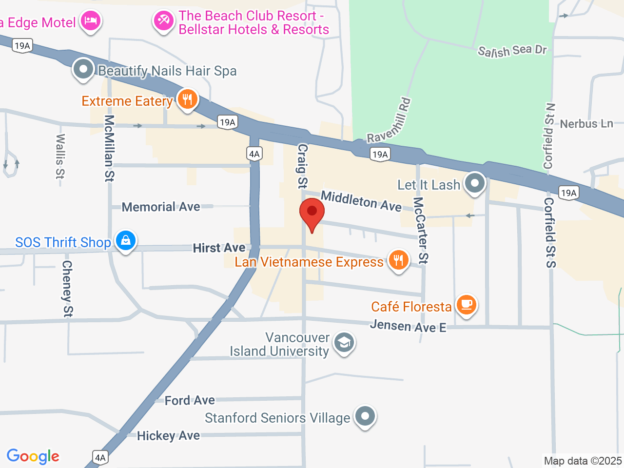 Street map for Kaya Connection, 102-124 Craig St, Parksville BC