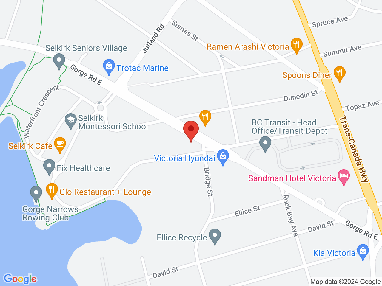 Street map for Kiaro Cannabis Victoria, 475 Gorge Rd. East, Victoria BC