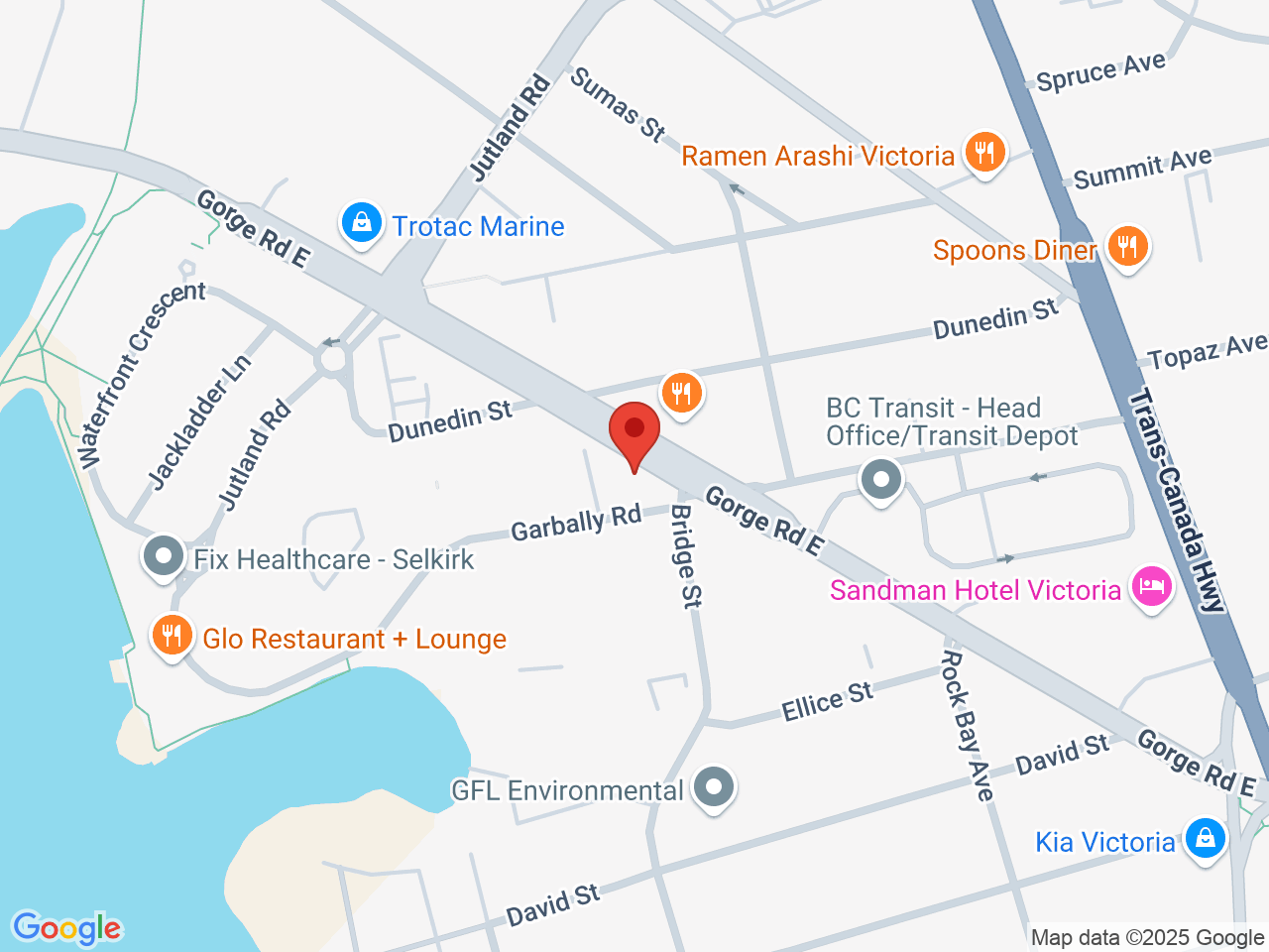 Street map for Kiaro Cannabis Victoria, 475 Gorge Rd. East, Victoria BC