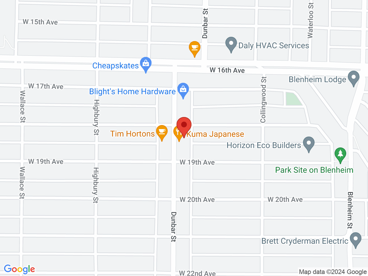 Street map for La Canapa Boutique, 3432 Dunbar St, Vancouver BC