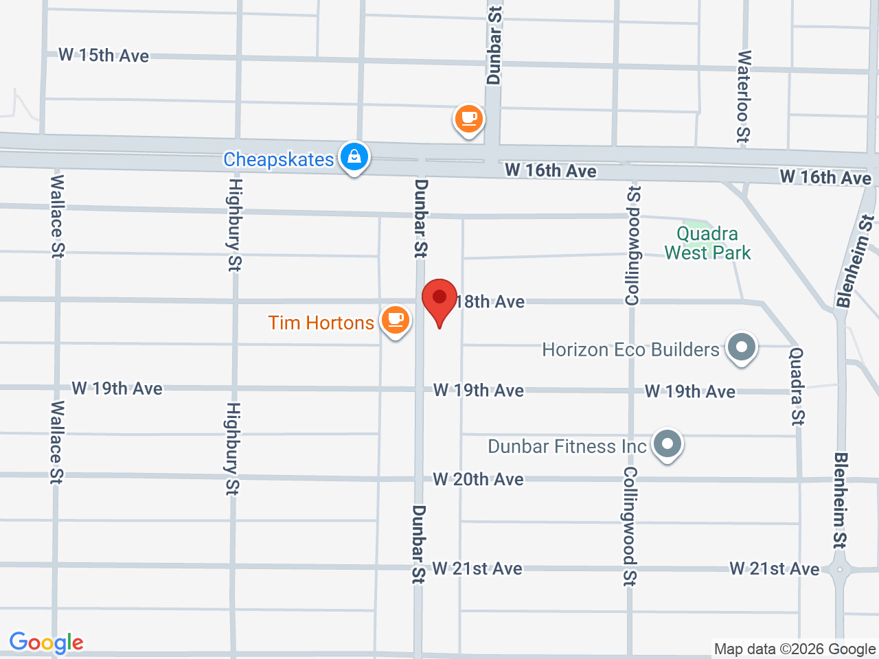 Street map for La Canapa Boutique, 3432 Dunbar St, Vancouver BC