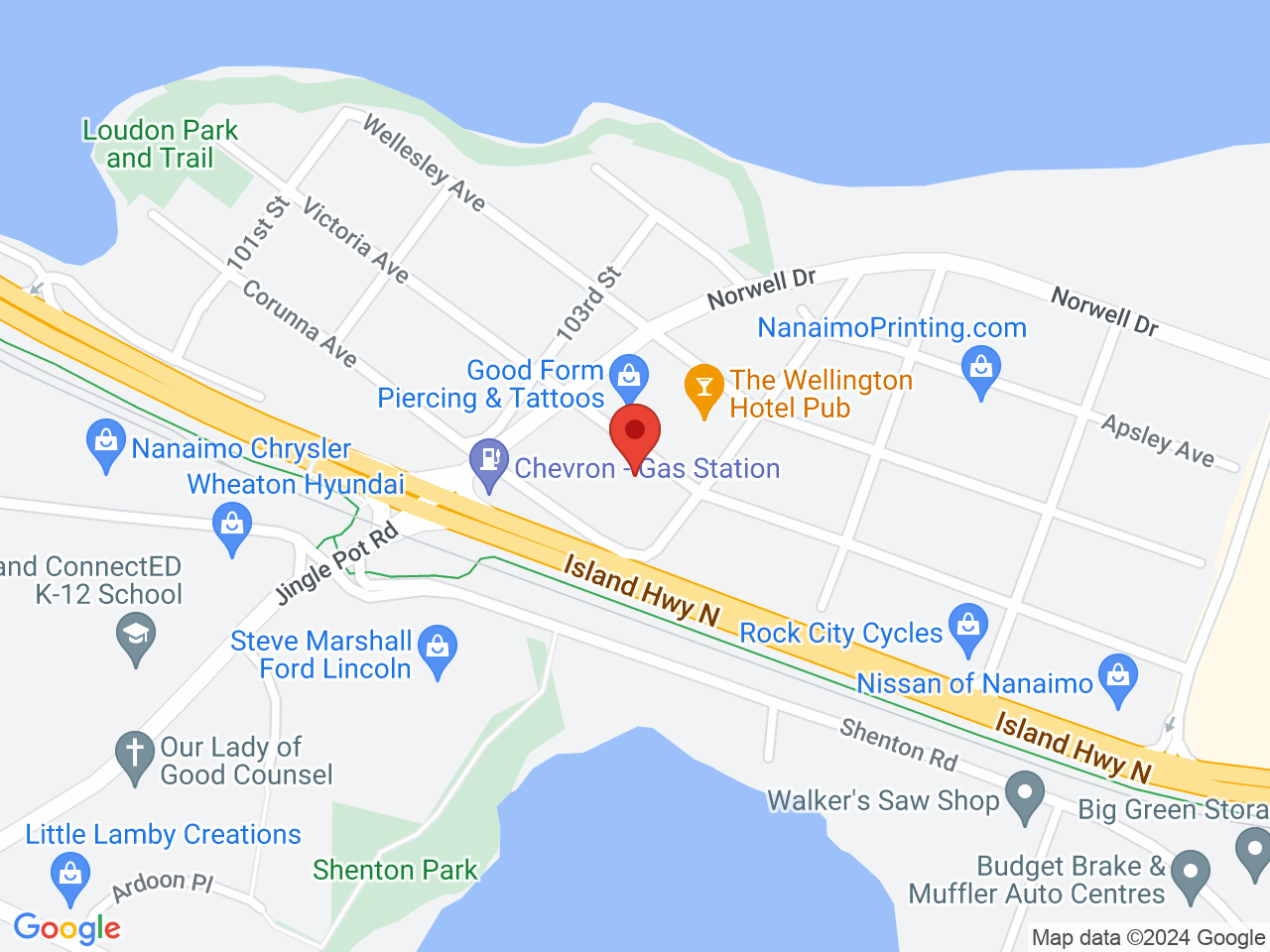 Street map for Mood Cannabis Co, 3923 Victoria Ave, Nanaimo BC