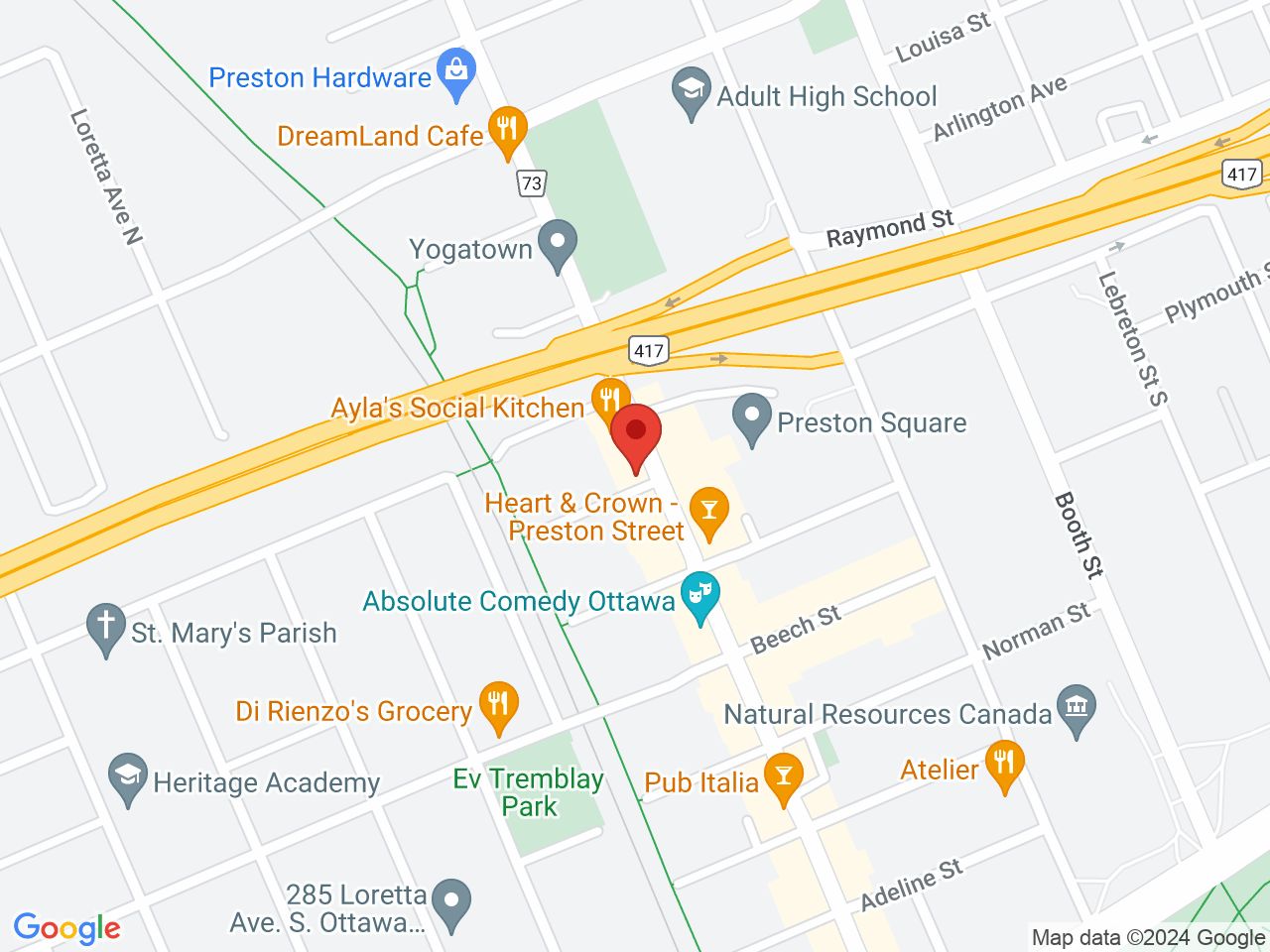 Street map for Capital Cannabis, 352 Preston St, Ottawa ON