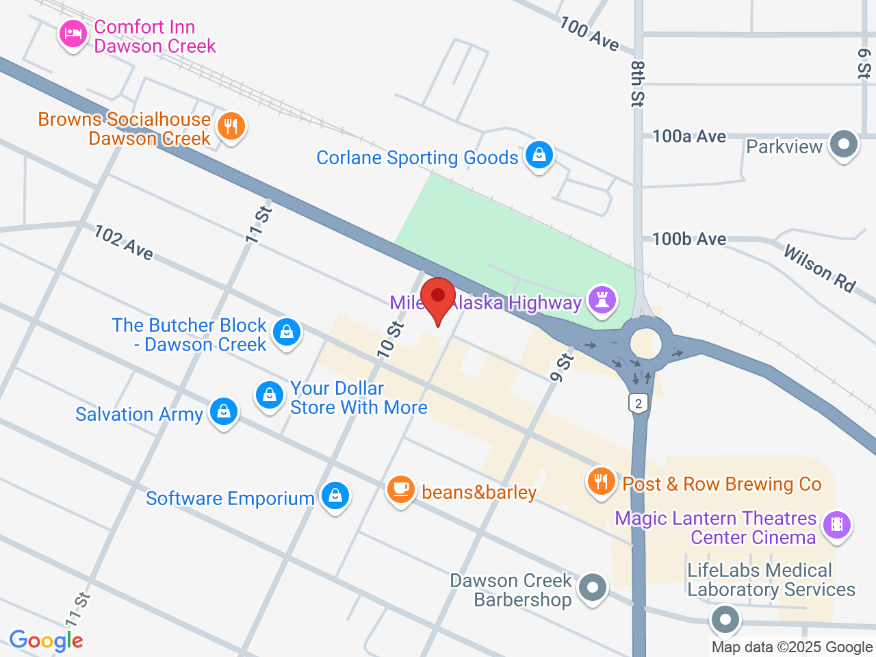 Street map for Northern Cannabis, 10112 10th St., Dawson Creek BC