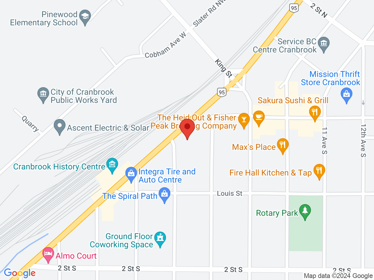 Street map for Prime Cannabis, Unit A-20 7th Ave. South, Cranbrook BC